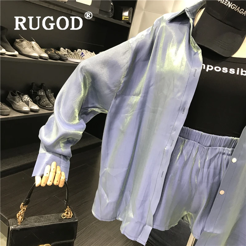 RUGOD модный градиентный костюм из двух предметов женские корейские рубашки с