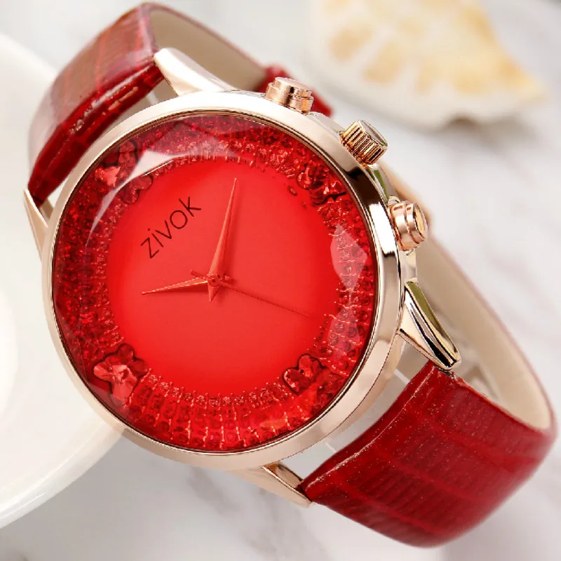 Zivok Элитный бренд Для женщин Часы Мода Большой циферблат Кварцевые дамы часы