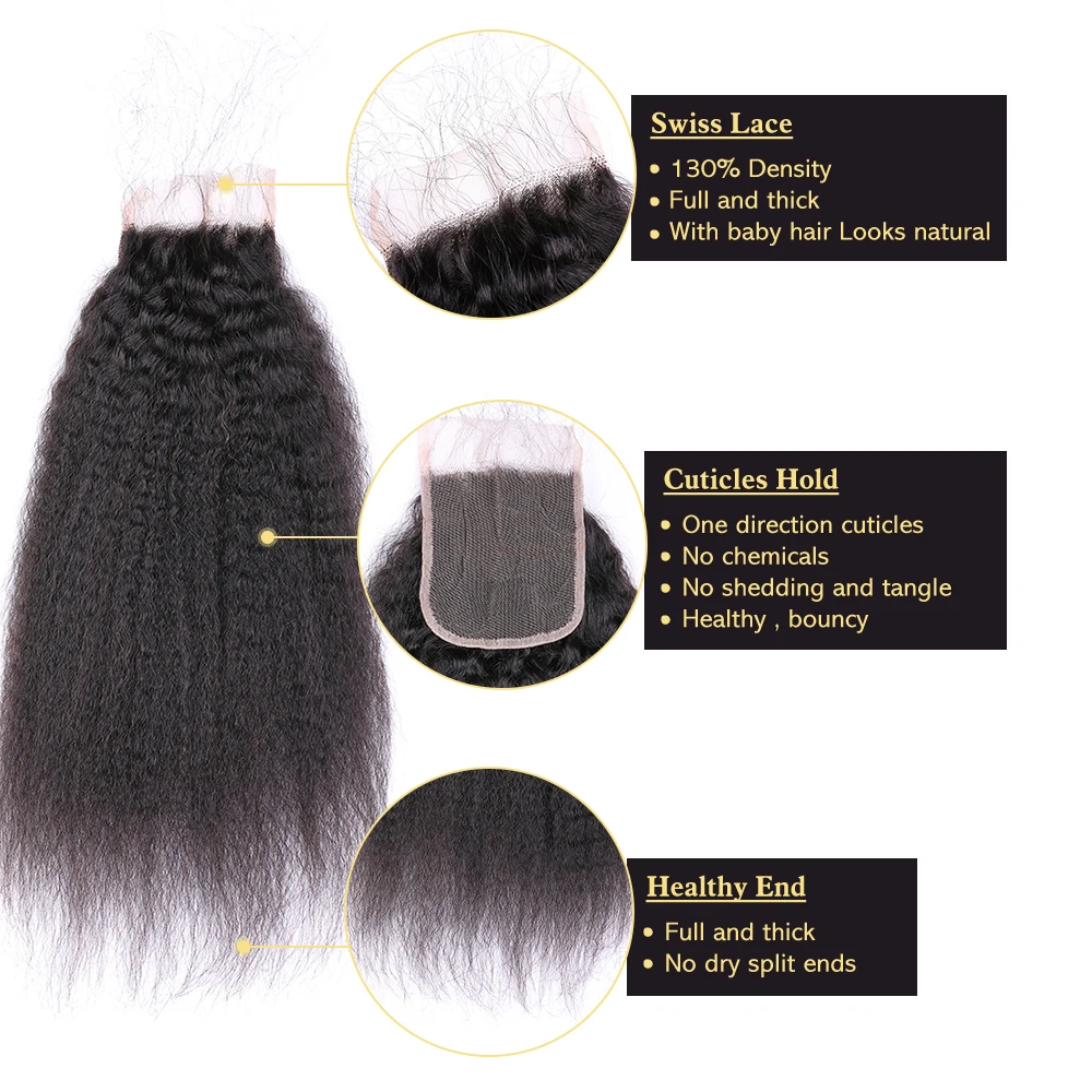 Кудрявые прямые волосы на заказ с сеткой 4x4 кружева закрытие бесплатно/средняя