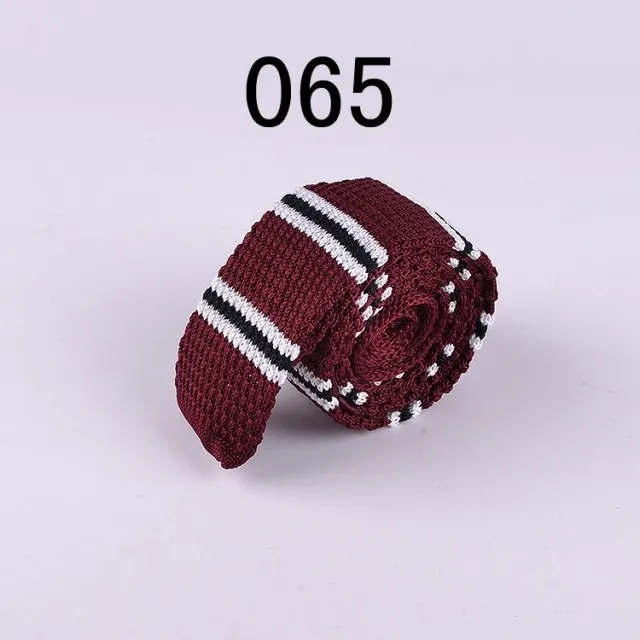 

Fashion Knittedtie Stylish Classic Burgundy with White Striped Vintage Adult Knittedties High Quality Knit Men Tie for Party 065