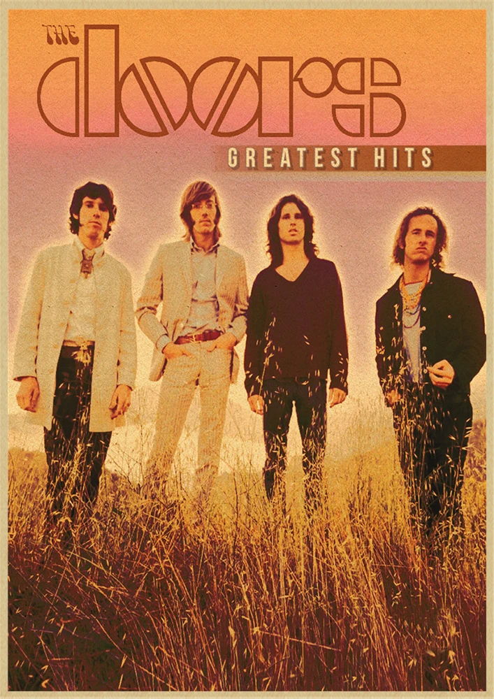 Винтаж Ретро Рок-Группа Музыка двери Jim Morrison матовая крафт-бумага плакат стены стикеры домашний декор - Color: Gold
