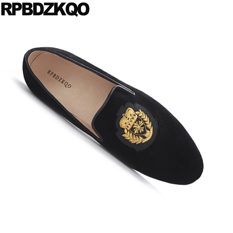 Бархатные вечерние туфли без застежки с вышивкой 47 европейские 11 мужские лоферы