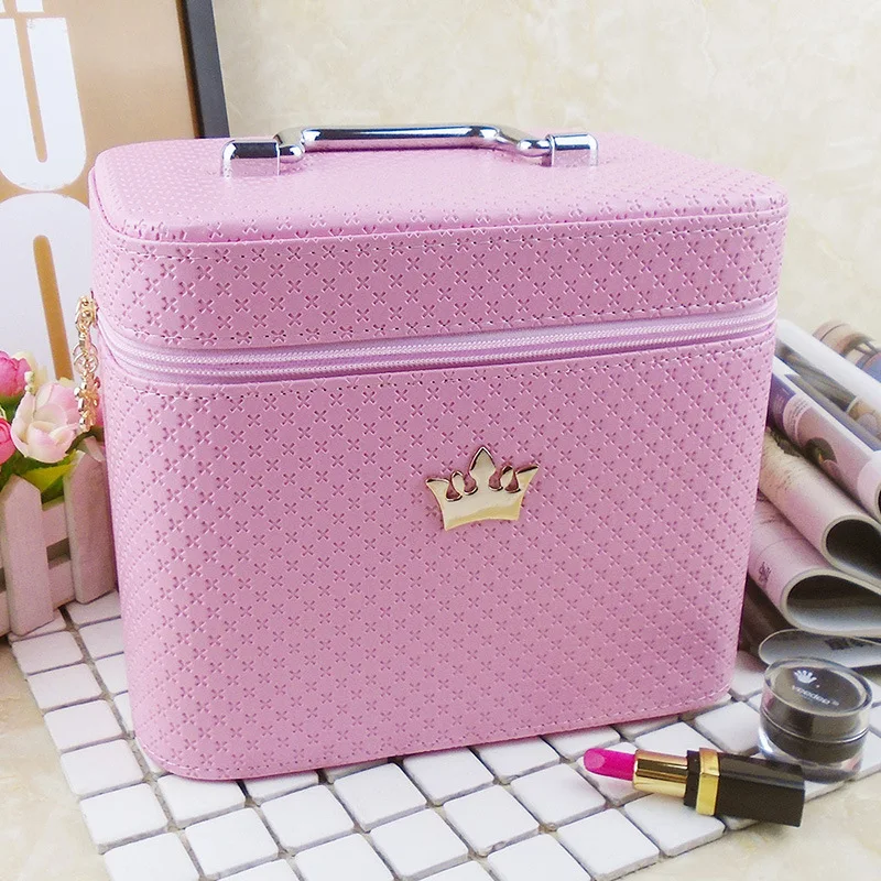 Pink Big Size Высококачественная косметичка для женщин благородная корона большой емкости профессиональный органайзер для макияжа портативный чехол для хранения кистей ZF9531 - Цвет: Pink Big Size