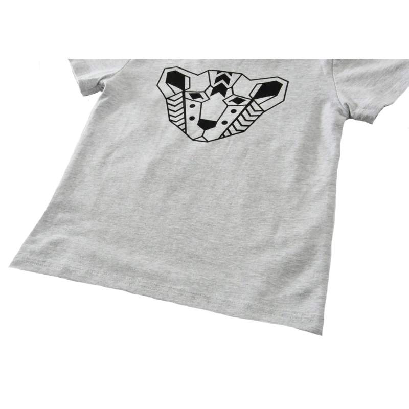 

Baby Kids T-shirt Summer Clothing Short Sleeve Gray Animal T Shirts For Girls Boys Clothes 2017 Cartoon Leopard Children T Shirt