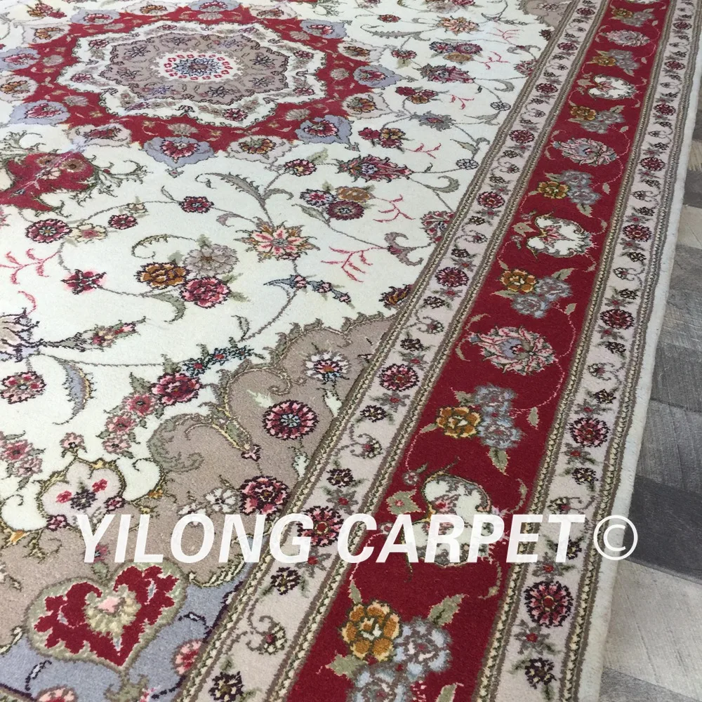 Yilong 5'x8' ручной работы персидский красный ковер белый изысканный медальон