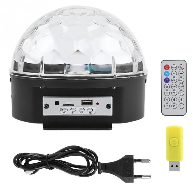 EU Plug 9 цветов MP3 KTV танцы вечерние диско РГБ светодиодный сценический Свет Звук лазерный проектор с программой волшебный шар свет музыкальный динамик bluetooth - Цвет: EU Plug