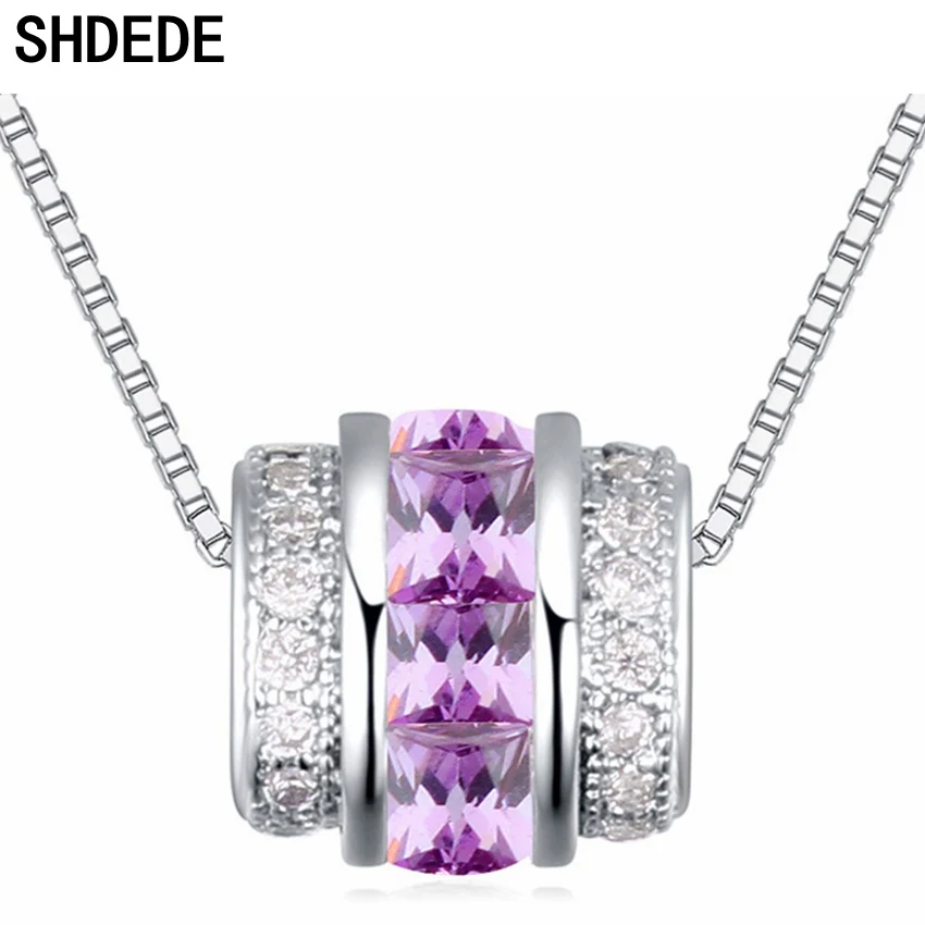 

SHDEDE фиолетовый CZ Кристалл от австрийских женщин кулон ожерелья кубического циркония бисера модные ювелирные изделия юбилей подарок + 21631