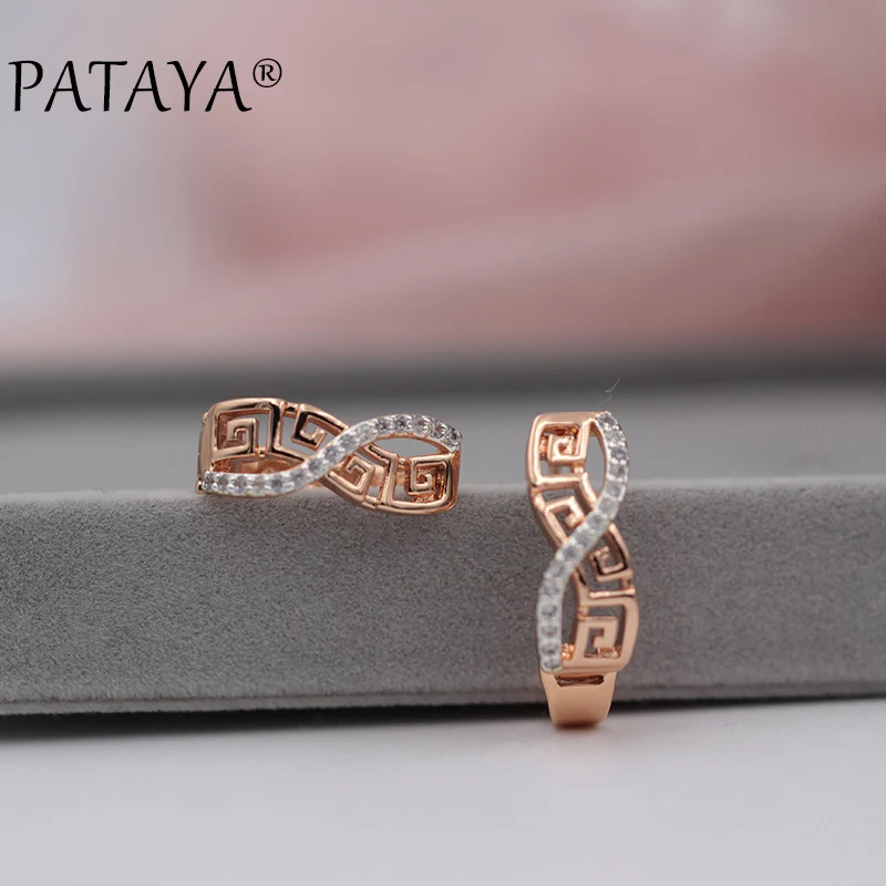 Женские серьги PATAYA из розового золота 585 пробы 8 тонких сережек изысканная