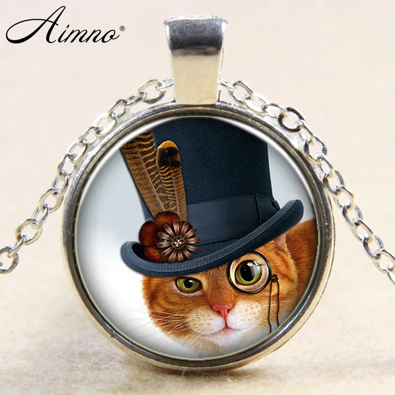 Ретро серебро и бронза покрытием маленький котенок стимпанк Цепочки ожерелья