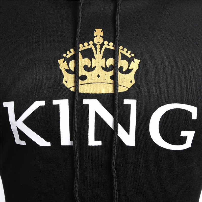 Толстовка с капюшоном KING Queen толстовка унисекс принтом короны для мужчин и женщин