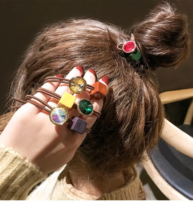 Новая линия для волос из Южной Кореи с кристаллами, милая простая лента для волос, кожаное кольцо для волос, маленькая свежая девушка