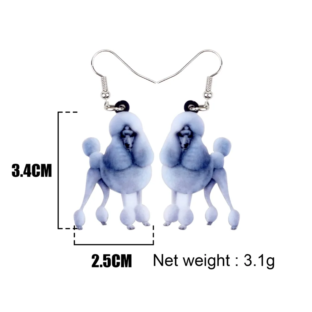 Bonsny Acrylic Elegant Fluffy Poodle Dog Earrings Big Long Dangle Drop Gift for Women Girls Ladies Teens Fashion Animal Jewelry | Украшения