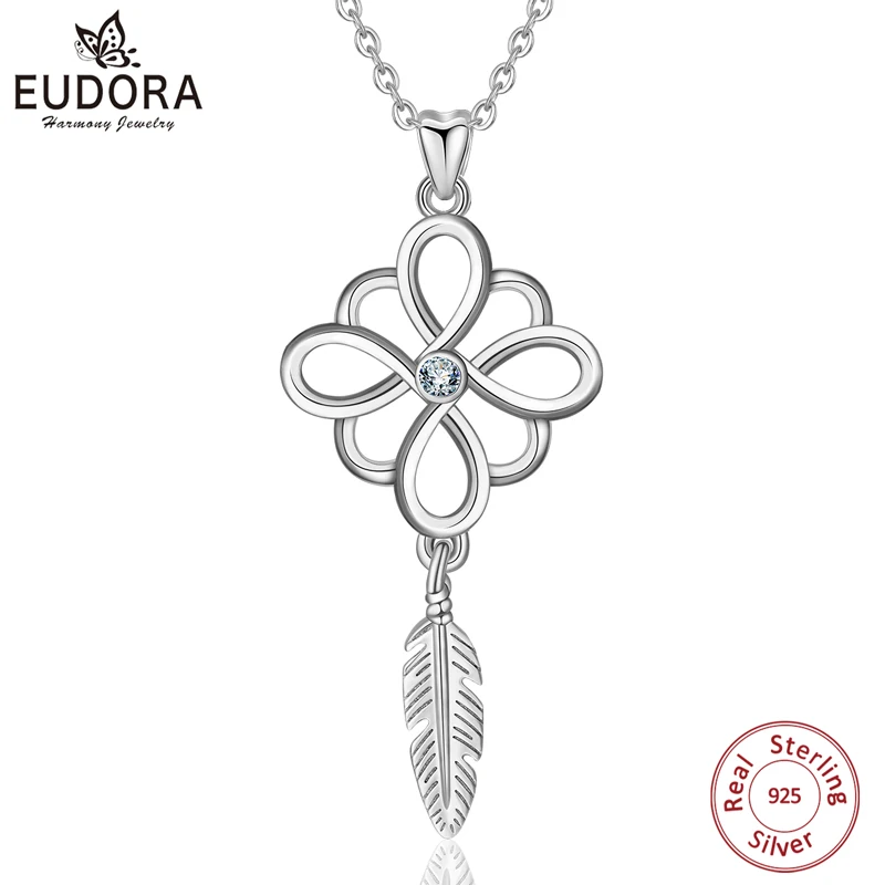 Юдора 925 пробы серебро Ловец снов смешанные перо ожерелья с кисточками и Подвески