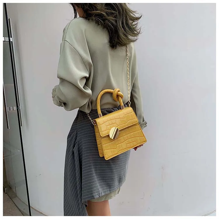 Elegant Female Stone pattern Tote bag New Quality PU Leather Women's Designer Handbag Lock Chain Shoulder Messenger Bag