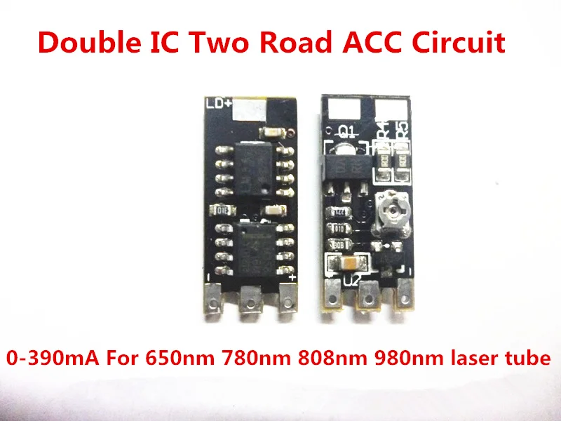 Double IC Two Road ACC Circuit laser Dode Driver Board 650nm 2.8-5v Adjustable Constant Current 0-390mA 780nm 808nm 980nm laser