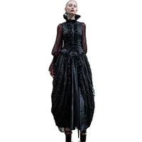 steampunk gothic elegant long skirts for women victorian vintage black long maxi skirts female high waist ball gown skt007