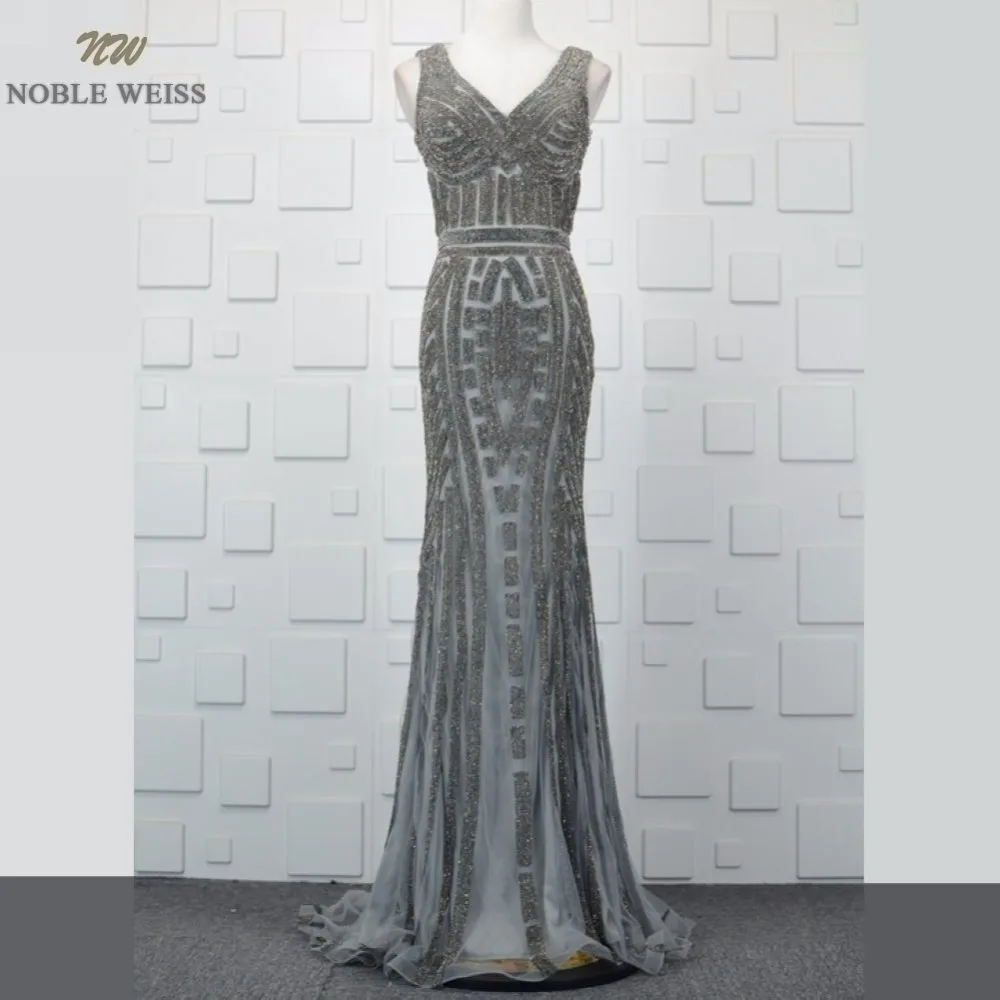 Благородные WEISS Длинные Серые Выпускные платья 2019 vestido de festa роскошное Русалка без