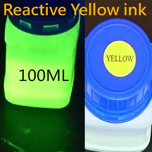 yellow 100ml Яркие УФ черные световые реактивные невидимые чернила, заправка чернил для струйного принтера Epson hp 50 мл/бутылка - Цвет: yellow 100ml