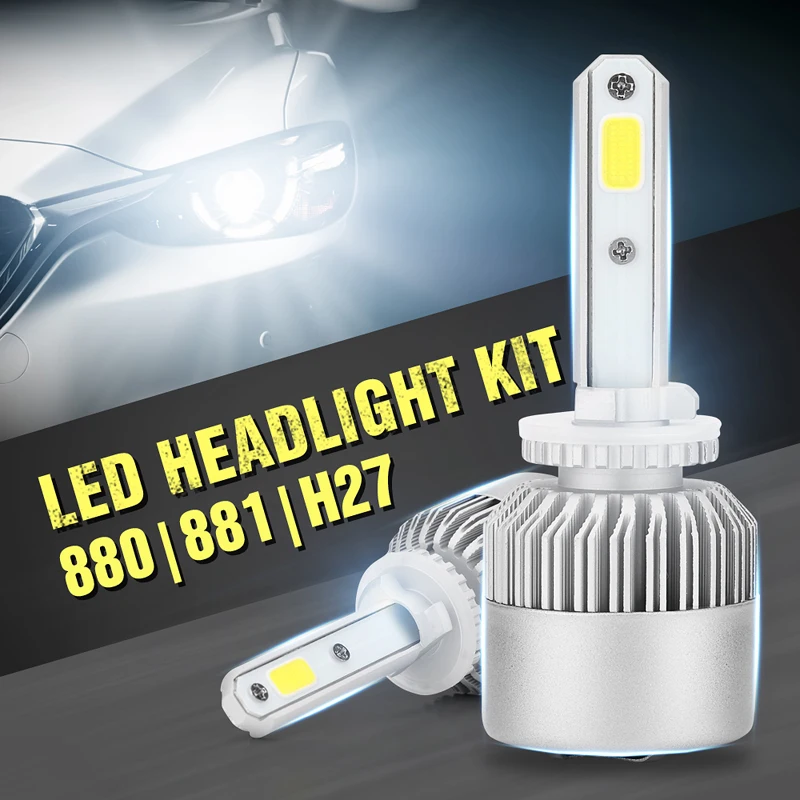 

2pcs/set 880/881/H27 COB LED Car Headlight Head Lamp Fog Light Bulb Kit Cool White