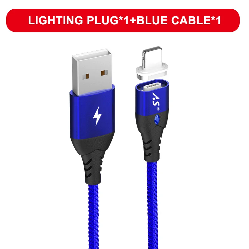 Blue for Apple Магнитный usb-кабель A.S для iphone Xs max Xr X 8 7 6 plus 6s 5 ipad mini, кабель для быстрой зарядки мобильного телефона, шнур для передачи данных - Цвет: Blue for Apple