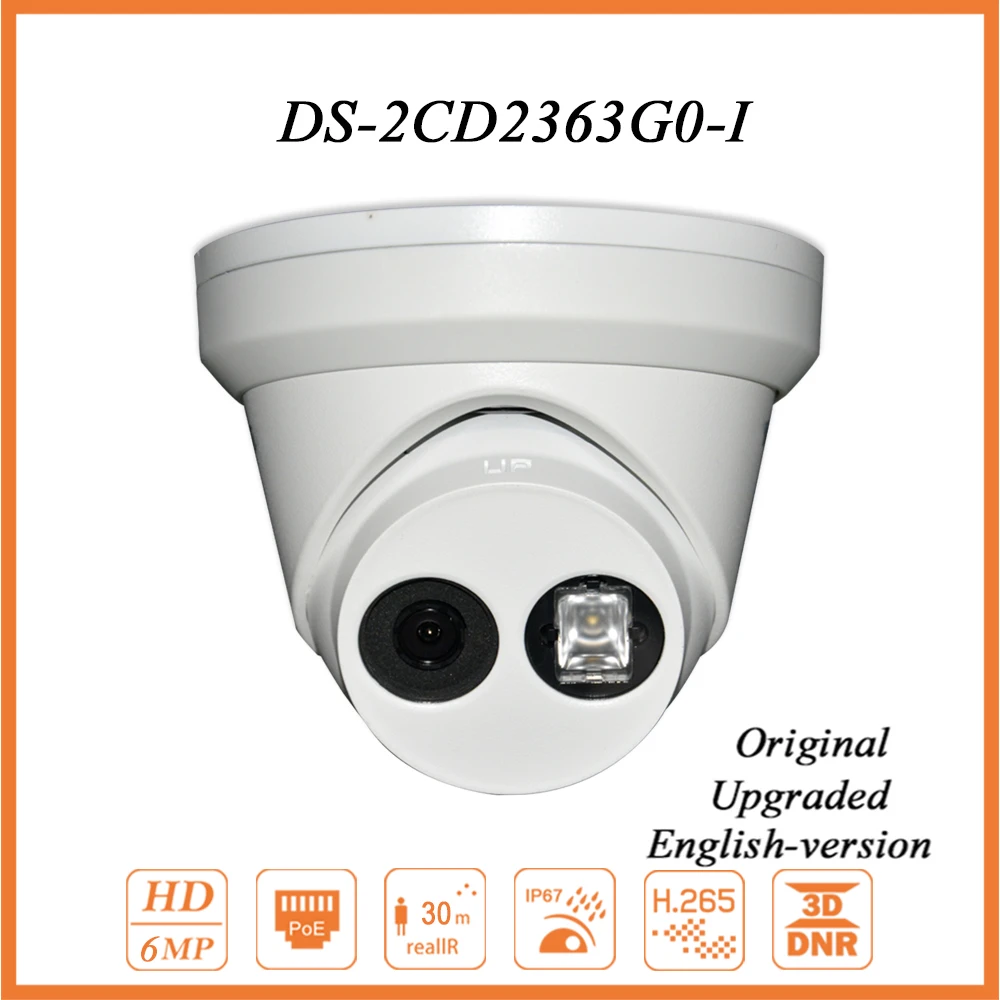 HIK 6MP поворачивающаяся камера DS 2CD2363G0 I H.265 Face Detection сети IP Камера видеонаблюдения