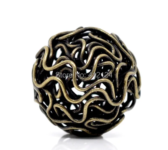 

10Pcs Twist Wire Beads Ball Bronze Tone Round Alloy Hollow Jewelry DIY Finding 18mm