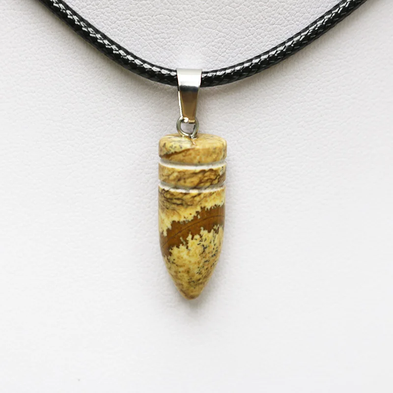 1 шт 25 мм подвески из натурального камня кулон в форме пули с украшением виде