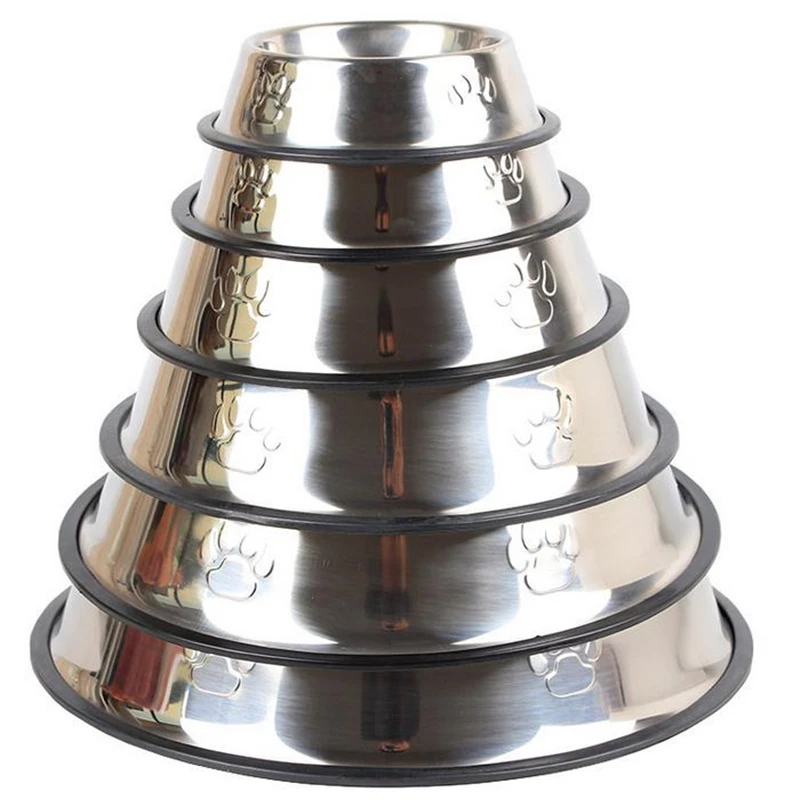 Чаша из нержавеющей стали для домашних собак с отпечатками ног миска кошек и