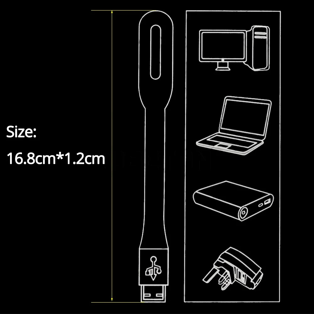 Гибкий мини USB светодиодный Ночной светильник, настольная лампа для чтения книг, походный ночной Светильник для ПК, мобильная зарядка, ноутбук, компьютерный светильник