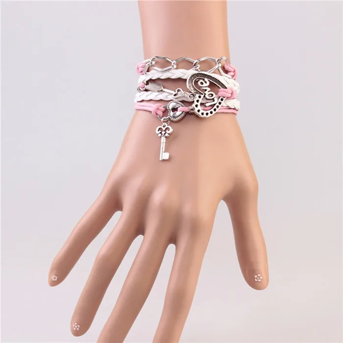 OBSEDE Многослойные плетеные кожаные браслеты винтажный браслет с замками в виде