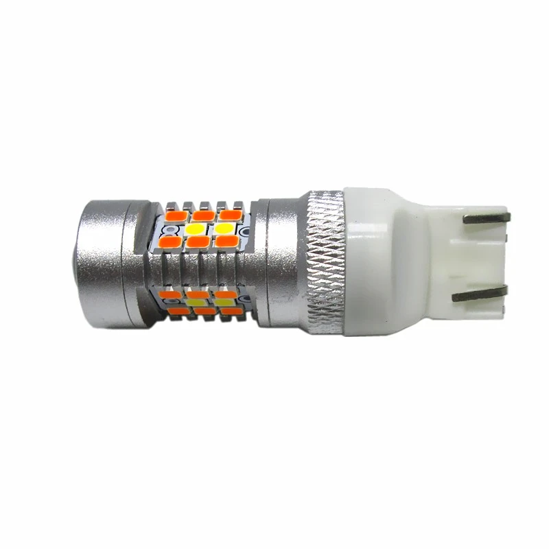 2PCS Dual Color White/Amber 28SMD T20 7443 28W DRL Super bright Driving lights Signal Lights Daytime Running Light Turn | Автомобили и