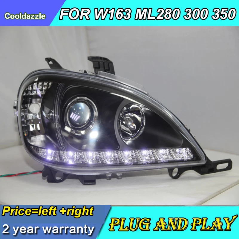 Для Mercedes Benz W163 ML280 ML300 ML320 ML350 светодиодный фары передние огни 1998 1999 2000 2001 2002 2003 2004