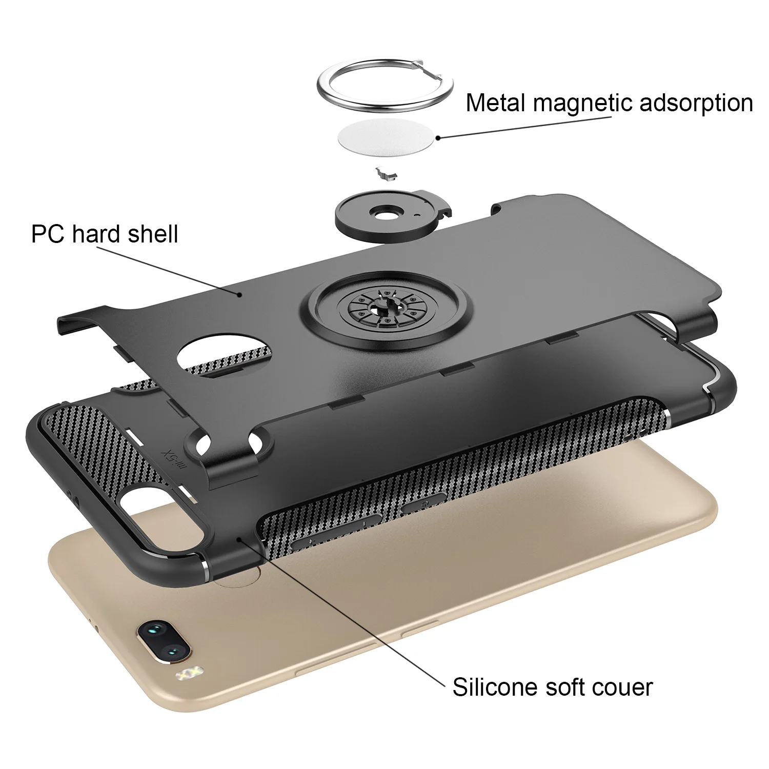 Чехлы для Xiaomi Redmi 5 плюс крышка Shell Мягкие Силиконовые Жесткий PC магнитное кольцо