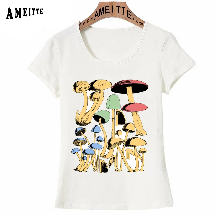 AMEITTE Женская летняя футболка уличной моды грибы Ботанический рисунок Art в