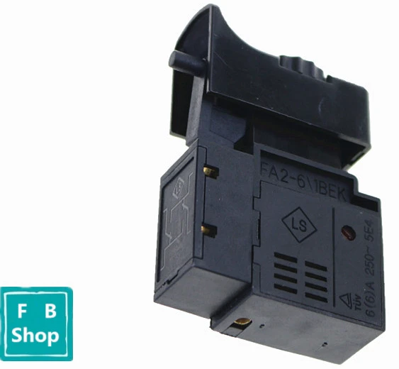 1PCS FA2-6/1BEK 250V 6A 5E4 Black Lock On Power Tool Electric Drill Trigger Switch Electric tool fittings switch