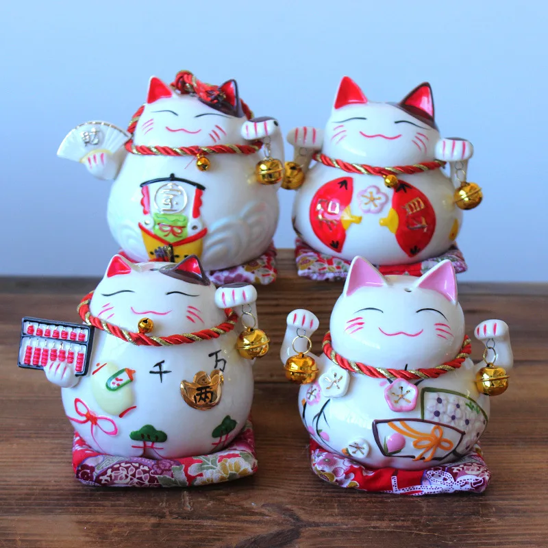 4 5-дюймовая керамическая копилка Lucky Cat украшение для дома фарфоровые ювелирные