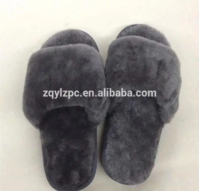 Оптовая продажа женские меховые тапочки настоящие с индивидуальным логотипом на