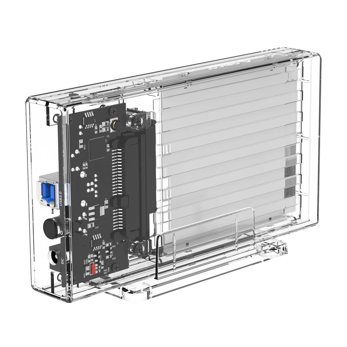 ORICO 2 Bay 2,5 ''прозрачный жесткий диск SATA для USB 3,0 HDD Чехол Поддержка UASP для 7-9,5 мм HDD SSD с адаптером 5V2A
