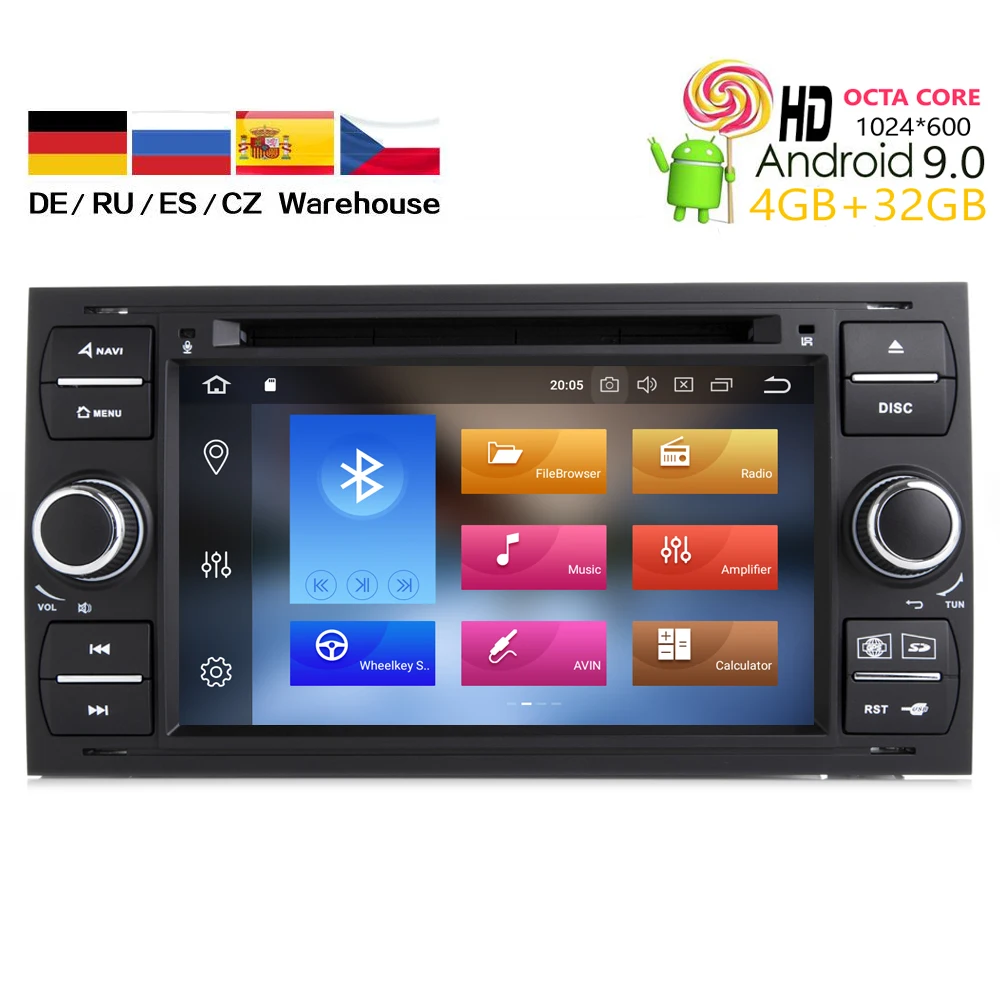 Автомобильный DVD плеер hiрайот Android 9 0 GPS для Ford Focus Transit C Max S MAX Mondeo Kuga Auto Navi Stereo Radio BT