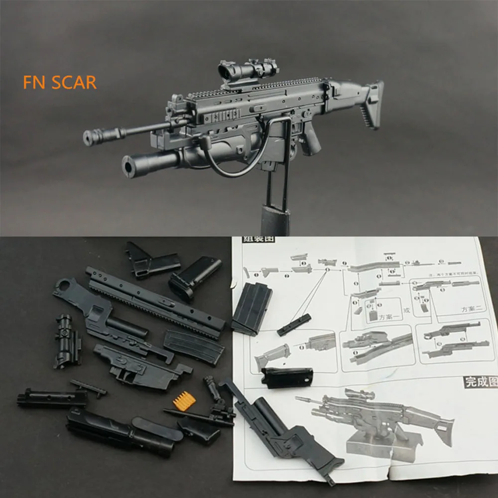 FN SCAR Rifle 1/6 масштаб 4D HK416 AK74 MG62 MSR снайперская винтовка сборка пистолет модель головоломка строительные кирпичи пистолет оружие для фигурки - Цвет: FN SCAR Rifle