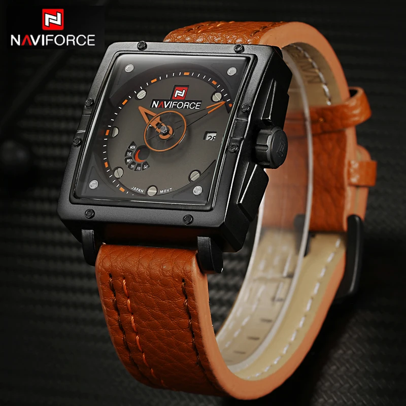 NAVIFORCE, мужские часы, лучший бренд, Роскошные, повседневные, кварцевые часы, для дайвинга, кожа, спортивные, Relojes Hombre, Relogio Masculino, часы, подарки для мужчин