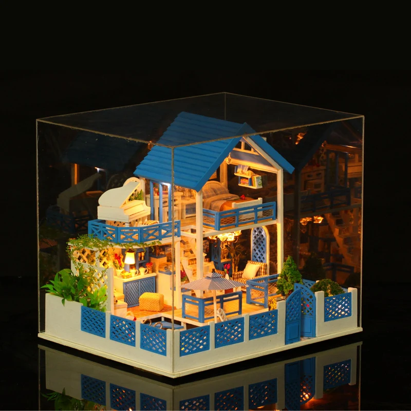 3D Миниатюрный Кукольный дом деревянная игрушка Diy головоломка Кукольный дом с украшением мебели Строительный набор кукольный домик игрушки для детей подарок