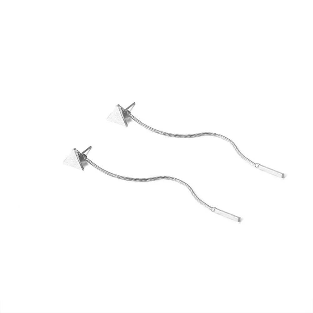 Trendy Long Tassel Stud Earrings For Women Simple Gold Sliver Triangle Ear Nail Geometric Fringe Studs Fashion Jewelry Wholesale | Украшения