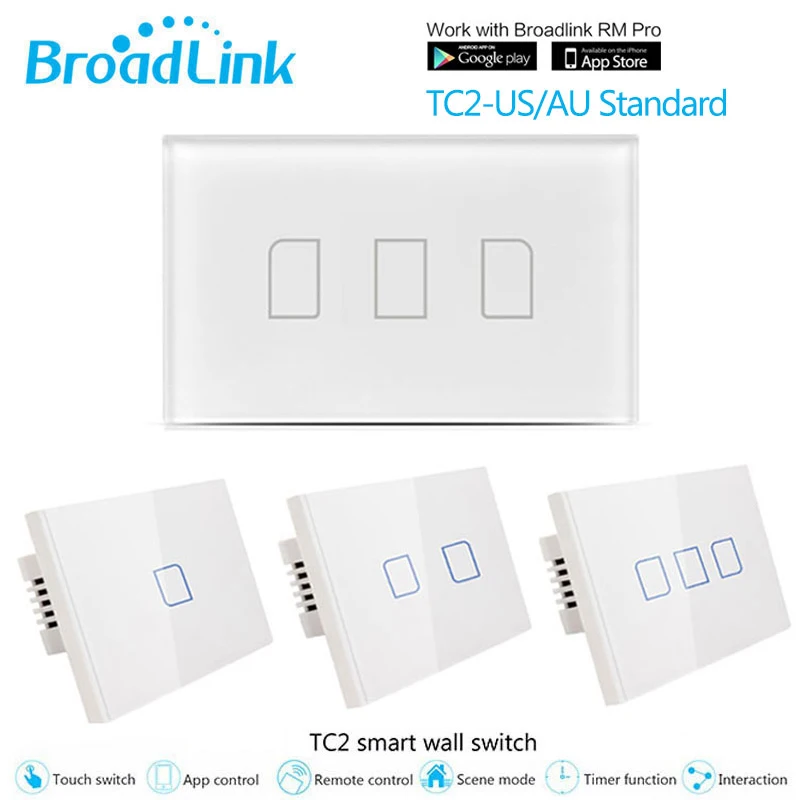 Broadlink TC2 беспроводной сенсорный выключатель 1/2/3 US AU RF433 переключатель умный дом