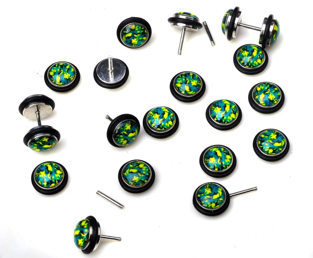 Hot Hiphop Style 2pcs Stainless Steel Mens Stud Earrings Cheater Fake Ear Plugs Gauges Illusion Tunnel Piercing | Украшения и