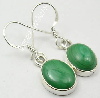 MALACHITE Chanti International новая ручная работа 1 пара! Однотонные серебряные рутиловые кварты милые серьги 2,8 см - Окраска металла: MALACHITE