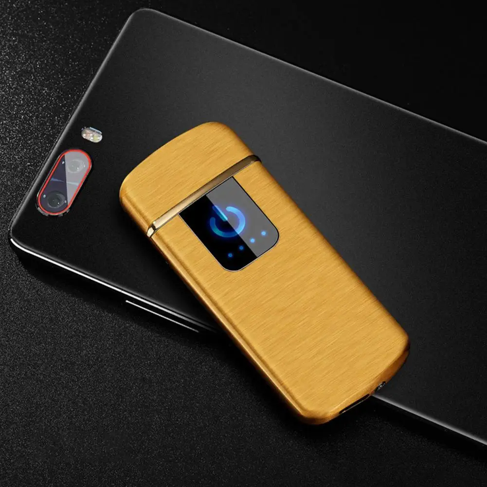 No power display Новая USB зарядка Зажигалка Тонкий сенсорный экран электронные зажигалки маленькая электрическая зажигалка для сигарет перезаряжаемый подарок для мужчин - Цвет: No power display
