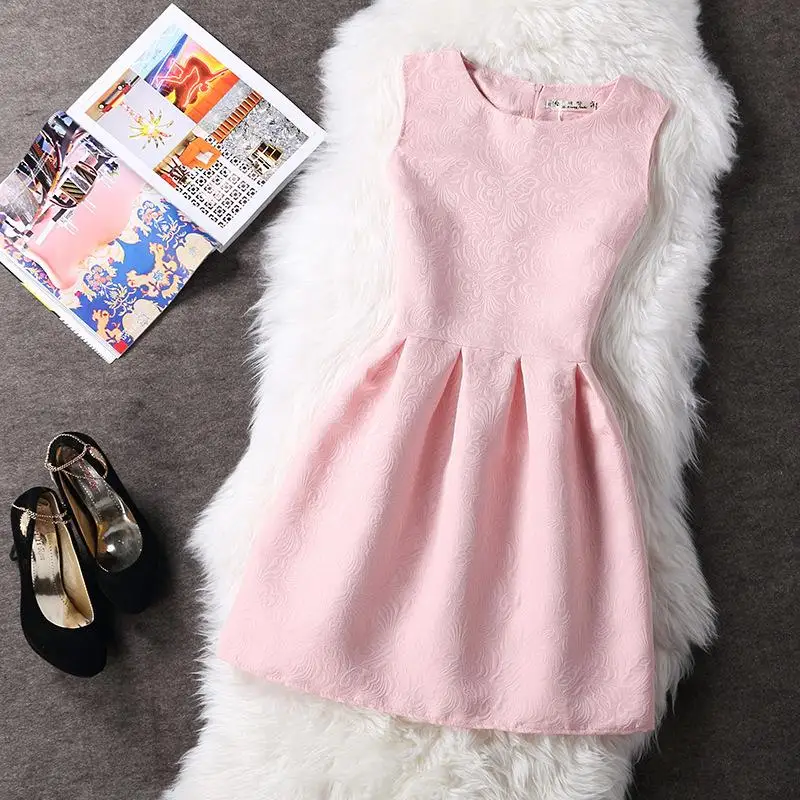 Женское бальное платье без рукавов повседневное однотонное с круглым вырезом