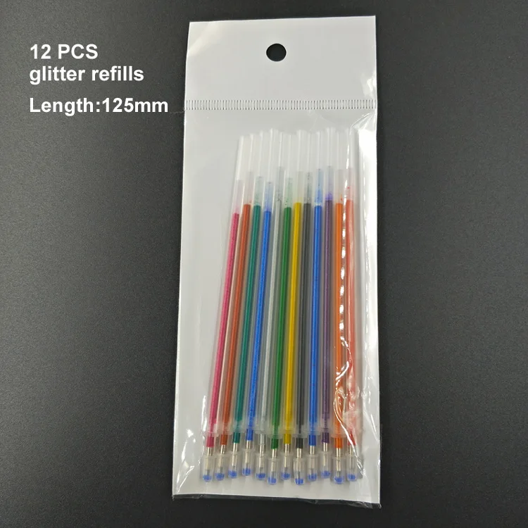 12 PCS Glitter refil 12/24 Цвет гелевая ручка металл Пастель яркость эскиз рисунок Краска Карандаш Цвет канцелярские школы маркер для детей Подарки - Цвет: 12 PCS Glitter refil