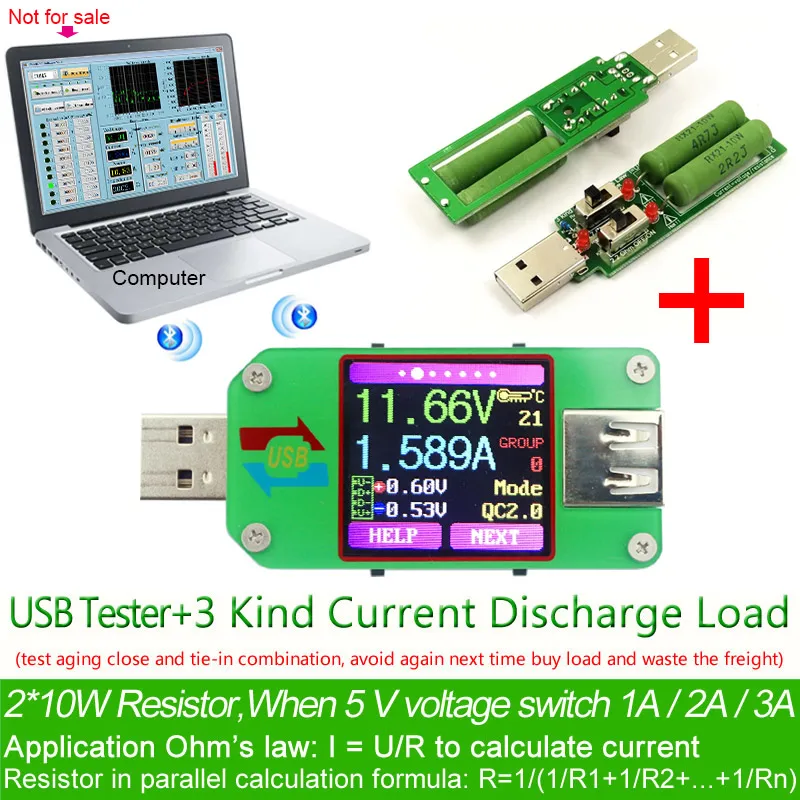 USB тестер Bluetooth компьютер онлайн DC Вольт Ампер ток измеритель напряжения Емкость